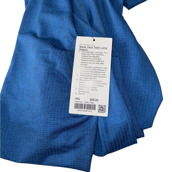 LULULEMON Metal Vent Tech Long-Sleeve Shirt XXL in Pipe Dream Blue/Pitch Blue - Picture 7 of 11